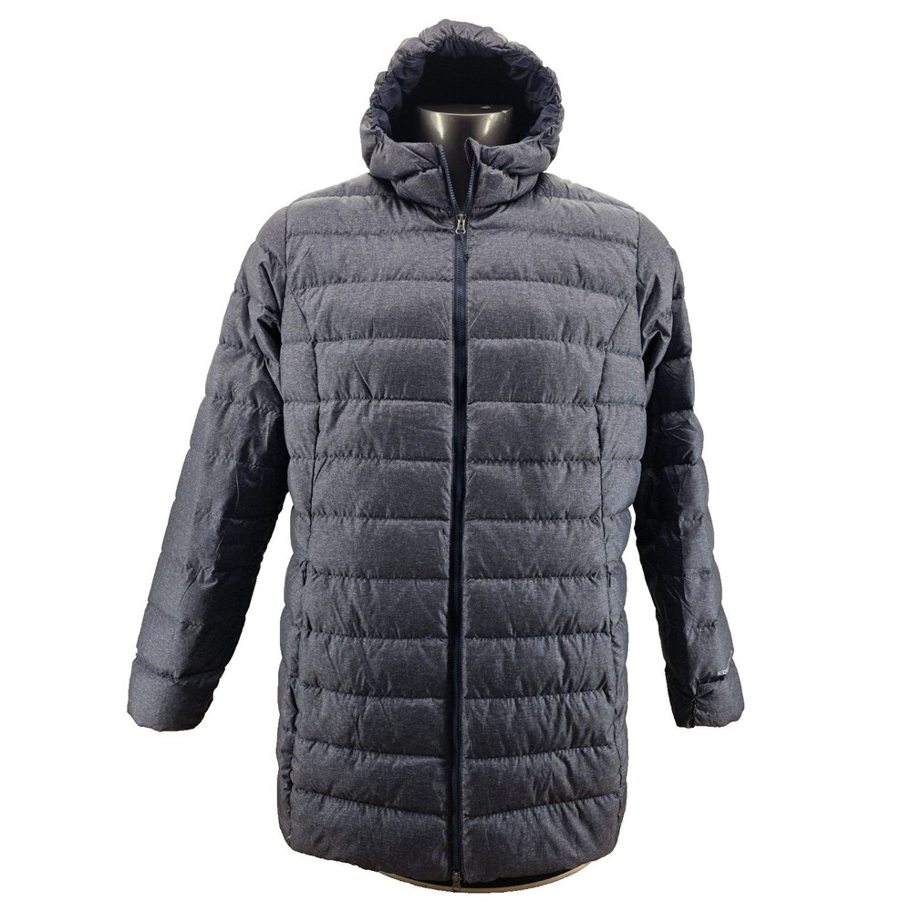 Eddie Bauer Womens 2XL EB650 Down Jacket Gray Hooded Quilted Puffer Full Zip
